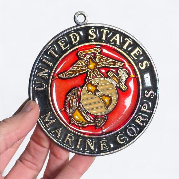 United States Marine Corps Flat Stained Glass Suncatcher Ornament Militariana - Picture 1 of 5